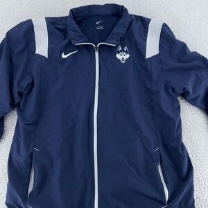 Nike UConn Huskies Windbreaker Jacket Mens XL Blue NCAA Basketball Full Zip Team